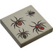 LEGO Light Gray Tile 2 x 2 with Four Spiders (Red, Black, Yellow, Green) Pattern with Groove (3068 / 43754)