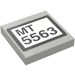 LEGO Light Gray Tile 2 x 2 with &#039;MT 5563&#039; Numberplate Sticker with Groove (3068)