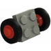 LEGO Light Gray Vintage Axle Plate With Red Wheel Hub and Small Slick Tyre