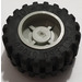 LEGO Light Gray Wheel Hub 14.8 x 16.8 with Centre Groove with Black Tire 30.4 x 14