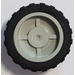 LEGO Vaaleanharmaa Wheel Hub 14.8 x 16.8 with Centre Groove with Tire 24 x 14 Shallow Tread (Tread Small Hub) without Band around Center of Tread