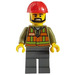 LEGO Light Orange Safety Vest, Dark Stone Gray Legs, Red Construction Helmet, Black Beard Minifigure