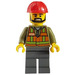 LEGO Light Oranje Safety Vest, Dark Stone Grijs Poten, Rood Bouw Helm, Zwart Beard minifiguur