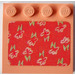 LEGO Light Salmon Tile 4 x 4 with Studs on Edge with Flowers Sticker (6179)
