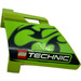 LEGO Lime 3D Panel 23 with Black Flames and Technic Logo Sticker (44353)