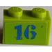 LEGO Lime Brick 1 x 2 with &#039;16&#039; Sticker with Bottom Tube (3004)