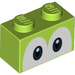 LEGO Limette Backstein 1 x 2 mit Eyes mit Unterrohr (68946 / 101881)