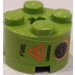 LEGO Lime Kloss 2 x 2 Rund med &#039;FUEL WARNING&#039; Klistremerke (3941)