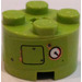 LEGO Lime Brick 2 x 2 Round with Temperature Gauge Sticker (3941)