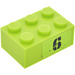 LEGO Lime Klods 2 x 3 med &quot;6&quot; Venstre Klistermærke (3002)