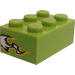 LEGO Lime Brick 2 x 3 with Black/White Flames (Both Ends) Sticker (3002)