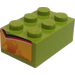 LEGO Limette Stein 2 x 3 mit Flames (Both Klein Ends) Aufkleber (3002)