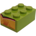 LEGO Lime Brick 2 x 3 with Flames (Both Small Ends) Sticker (3002)