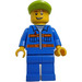 LEGO Limetková Víčko, Modrá Bunda, oranžová Pruhy, Lopsided Open Úsměv Minifigurka