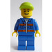 LEGO Lime Cap, Blue Jacket, Orange Stripes, Lopsided Open Grin Minifigure