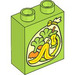 LEGO Limette Duplo Backstein 1 x 2 x 2 mit Banane und Apfel Core mit Unterrohr (15847 / 104340)