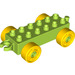 LEGO Limoen Duplo Auto Chassis 2 x 6 met Geel Wielen (moderne open trekhaak) (10715 / 14639)