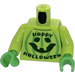 LEGO Lime Minifigur Kropp med Mörkgrön HAPPY Halloween och Pumpa Ansikte med Klargrön Ränder (BAM)