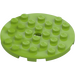 LEGO Lime Plate 6 x 6 Round with Pin Hole (11213)