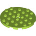 LEGO Lime Plate 6 x 6 Round with Pin Hole (11213)