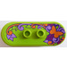 LEGO Lime Skateboard with Four Wheel Clips with Orange butterfly and floral ornament Sticker (42511)