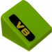 LEGO Lime Slope 1 x 1 (31°) with Gold &quot;V8&quot; on Black Background - Left Side Sticker (35338)