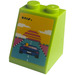 LEGO Limoen Helling 2 x 2 x 2 (65°) met Arcade Game, Auto, Road, Sun Sticker met buis aan de onderzijde (3678)