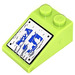 LEGO Lime Slope 2 x 3 (25°) with Blue &#039;15&#039; on Silver Plate Sticker with Rough Surface (3298)