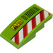 LEGO Chaux Pente 2 x 4 Incurvé avec rouge et blanc Danger Rayures, Vent et Warning Triangle Autocollant (93606)
