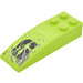 LEGO Lime Slope 2 x 6 Curved with &quot;6&quot; Left Sticker (44126)