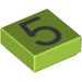 LEGO Lime Tile 1 x 1 with Number 5 with Groove (11606 / 13443)