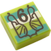 LEGO Lime Tile 1 x 1 with Number 6 and Wrapper with Groove (3070)