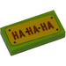 LEGO Lime Tile 1 x 2 with Ha Ha Ha Sticker with Groove (3069)