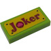LEGO Lime Tile 1 x 2 with &#039;Joker&#039; License Plate Sticker with Groove (3069)