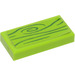 LEGO Lime Tile 1 x 2 with lime background and green wood grain Sticker with Groove (3069)