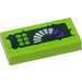 LEGO Lime Tile 1 x 2 with Lime Buttons and Horseshoe Gauge Sticker with Groove (3069)