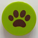 LEGO Lime Tile 2 x 2 Round with Brown Paw with Bottom Stud Holder (14769 / 95294)