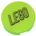 LEGO Limoen Tegel 2 x 2 Ronde met LEGO Zwart Outlined Aan Transparant Sticker met Studhouder aan de onderzijde (14769)