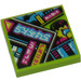 LEGO Lime Tile 2 x 2 with Neon City print with Groove (3068)