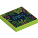 LEGO Lime Tile 2 x 2 with Tropical Plants Print with Groove (3068 / 73046)