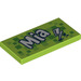 LEGO Lime Tile 2 x 4 with &#039;Mia&#039; and Lightning Bolt (45027 / 87079)