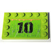 LEGO Lime Tile 4 x 6 with Studs on 3 Edges with &#039;10&#039;, Rust and Scratches Sticker (6180)