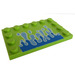 LEGO Lime Tile 4 x 6 with Studs on 3 Edges with Water Splash (6180 / 89557)