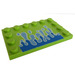 LEGO Lime Bricka 4 x 6 med Knoppar på 3 Edges med Water Splash (6180 / 89557)