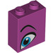 LEGO Magenta Steen 1 x 2 x 2 met Blauw Oog Links met noppenhouder aan de binnenzijde (3245 / 52086)