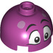 LEGO Magenta Brick 2 x 2 Round with Dome Top with Face with Raised Eyebrows (Hollow Stud, Axle Holder) (18841 / 92144)