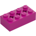 LEGO Magenta Stein 2 x 4 mit Achse Löcher (39789)