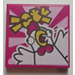 LEGO Magenta Tile 2 x 2 with Chicken Suit print with Groove (3068)