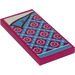 LEGO Magenta Tile 2 x 4 with Bedspread with Magenta Flowers with Corner Pulled Back Sticker (87079)