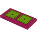 LEGO Magenta Tile 2 x 4 with Lime Cushions Sticker (87079)